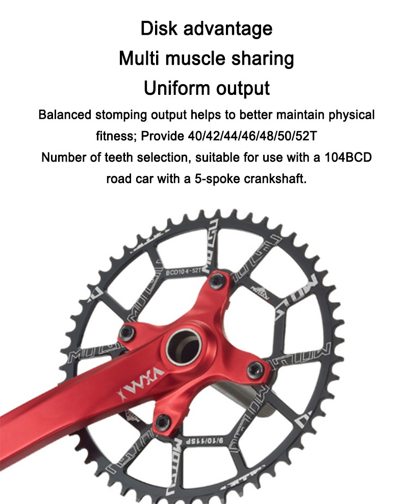 104BCD 40/42/44/46/48/52T MTB Bicycle Chainwheel MTB Bike Narrow Wide Chainring