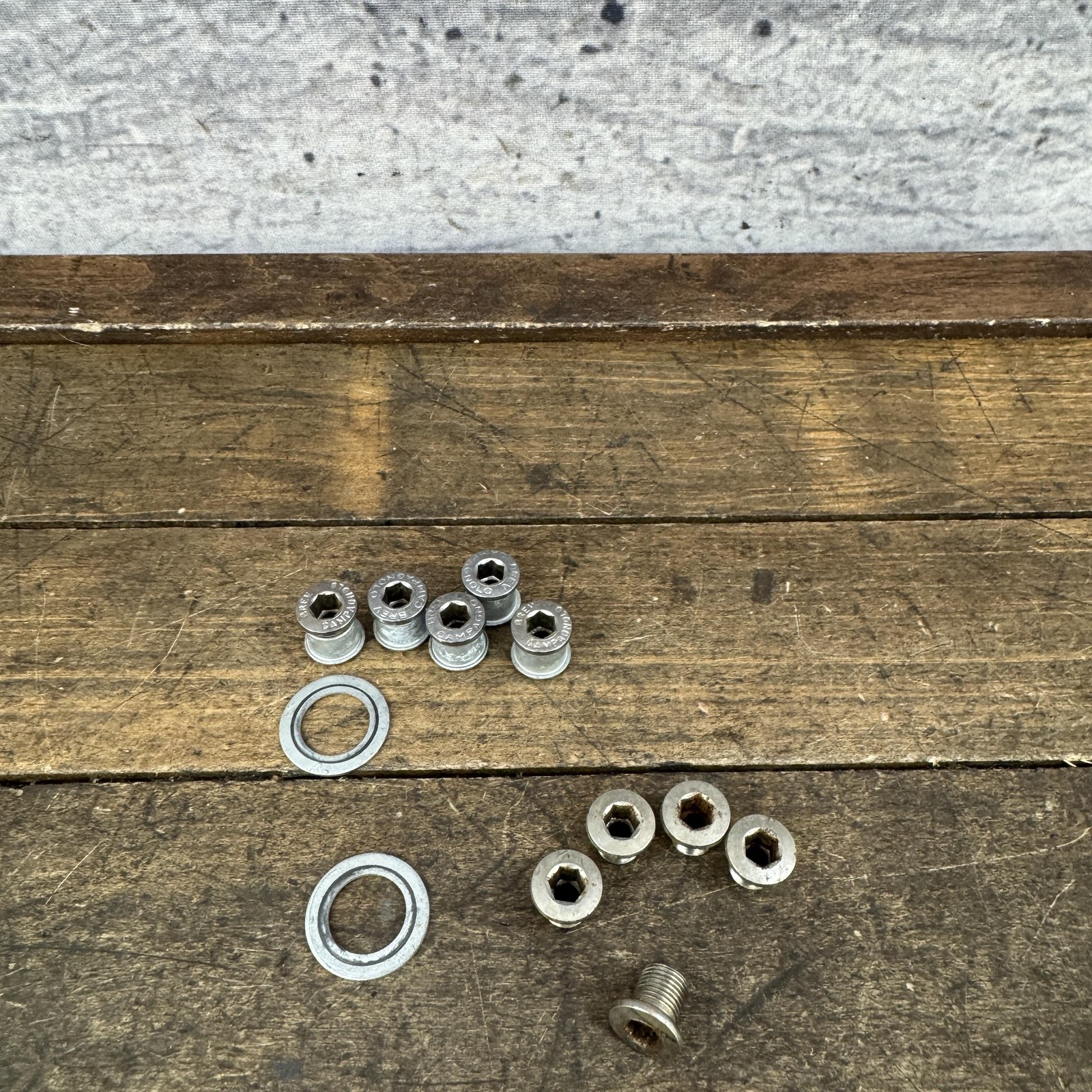 Vintage Campagnolo Triple Chainring Bolts Nuts Washers Kit Silver Drivetrain