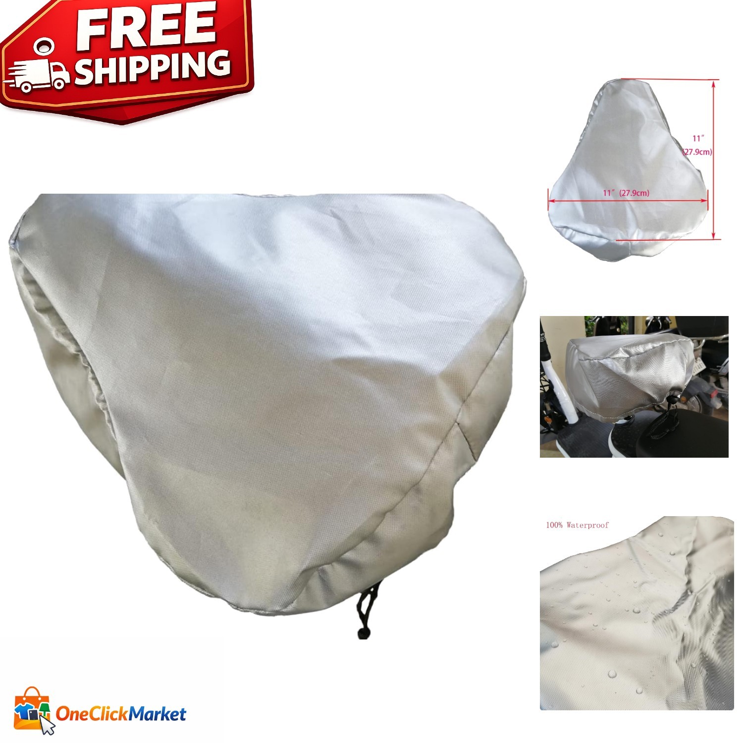 Universal Fit Waterproof Bike Seat Cover – Heavy Duty & UV Safe – 11» x 11»
