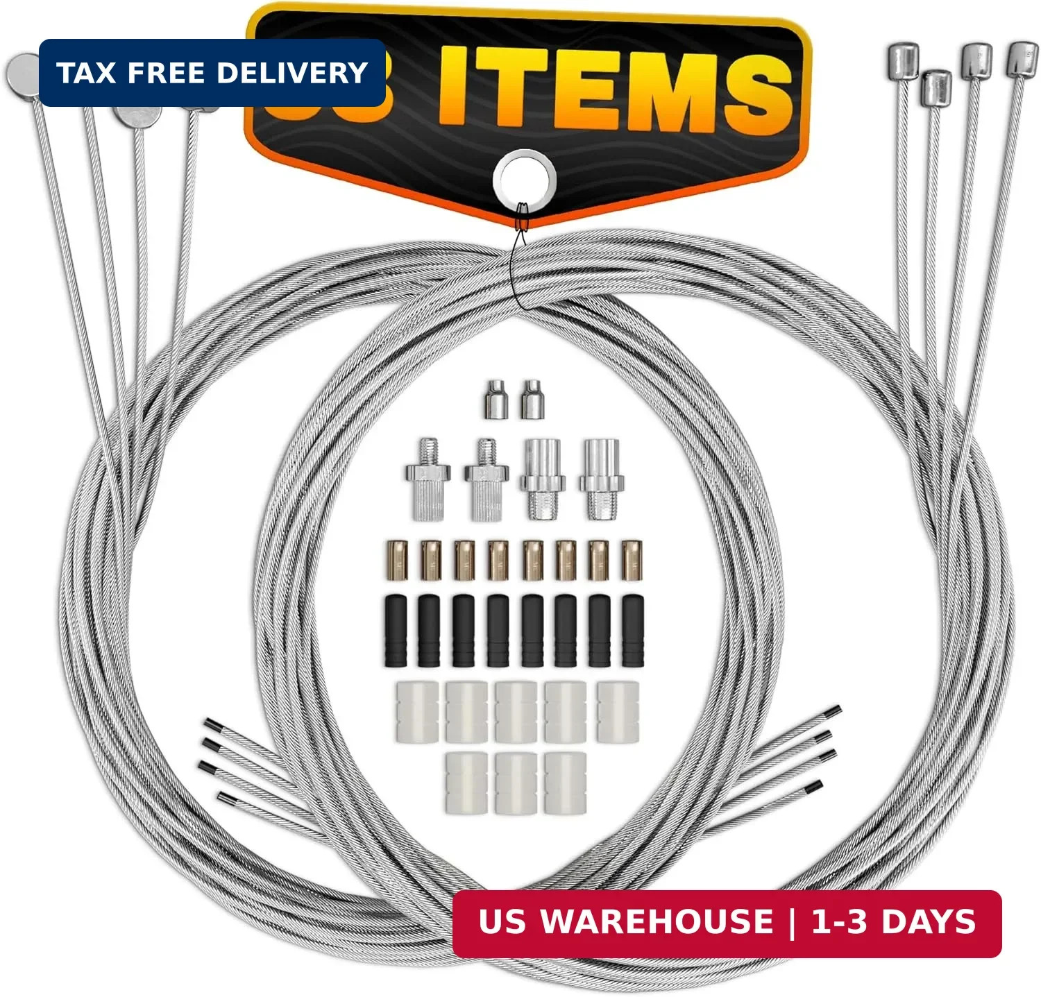8 Pcs Bike Brake Cable Kit with Bike Shifter Cable – Stainless Steel Wire Set, C