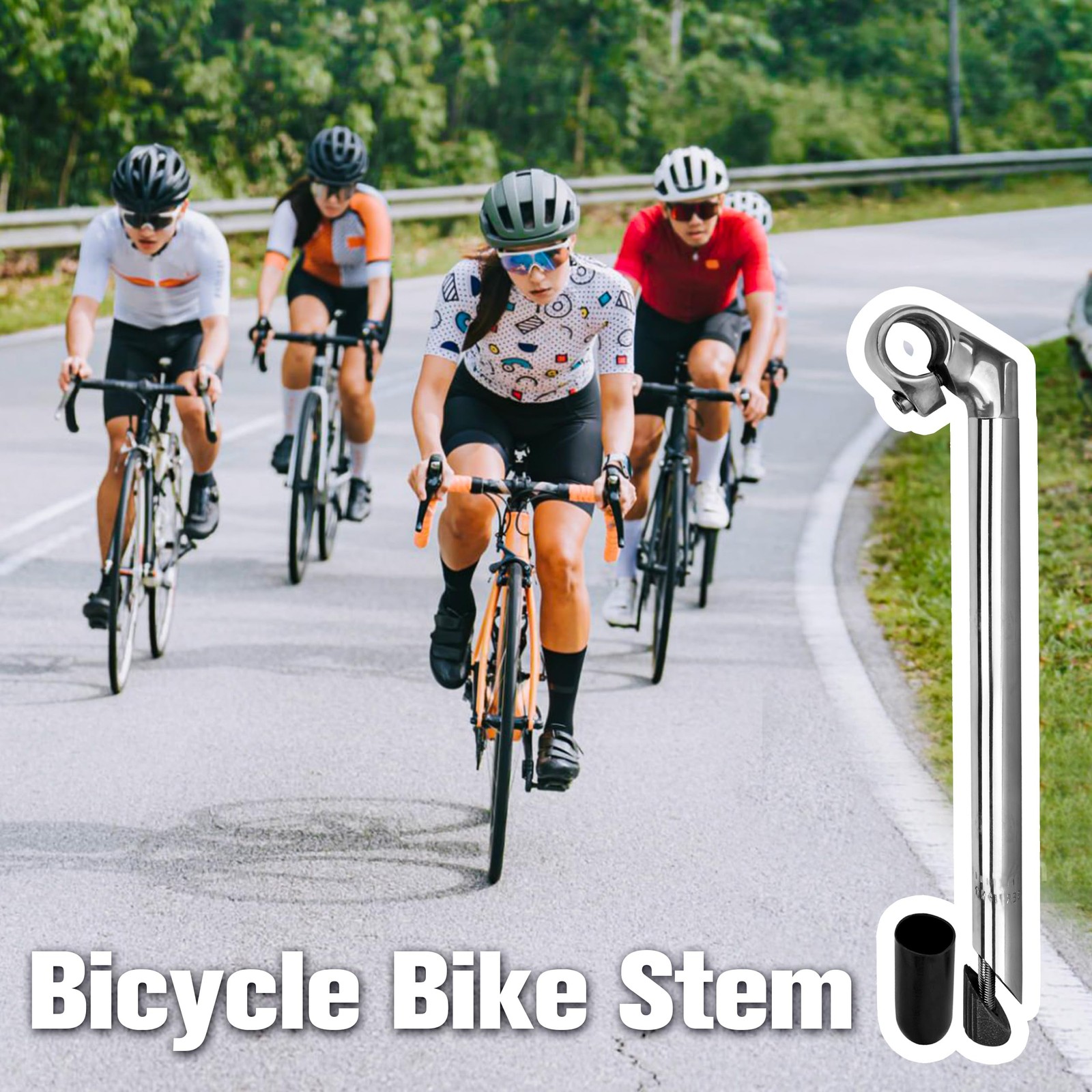 BuleVina Bike Quill Stem 22.2mm x 300mm Clamp 25.4mm x 300mm, Silver