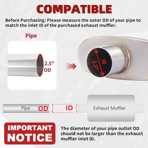 2.5inch Universal Muffler, Performance Chamber 2.5 Inch Center In / Center Out