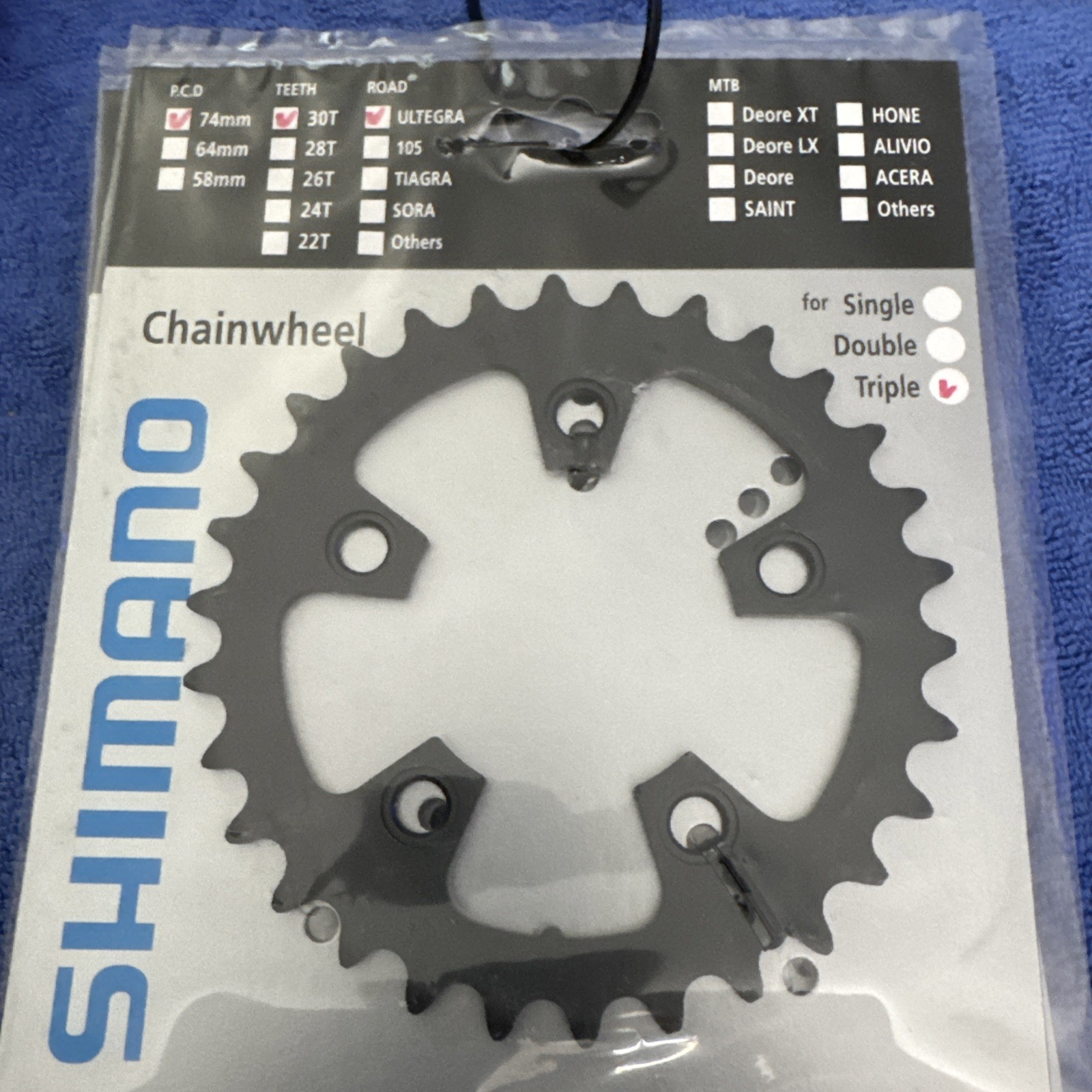 SHIMANO ULTEGRA CHAINRING FC-6704 SG-X 74MM BCD X 30T-D 10 SPD ICE GREY NIP