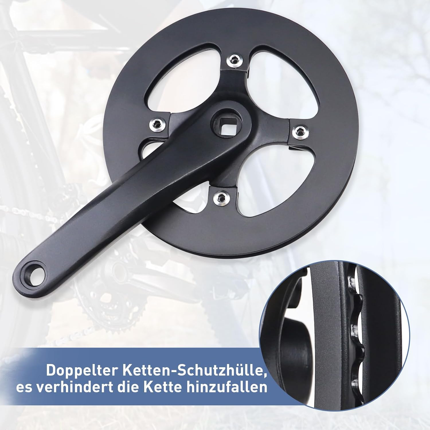 E Bike Crankset 1PCS 42T Steel Chainring Crankset with Aluminium Alloy Double Ch
