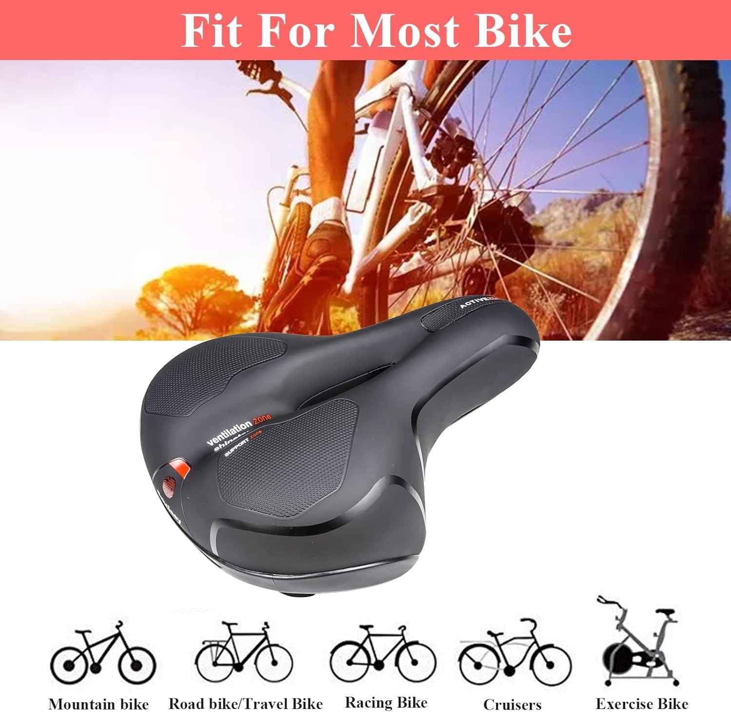 Comfort Memory Foam Bike Seat for Men & Women – Shock-Absorbing, Wide Bicycle…