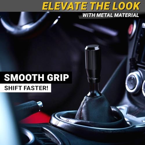 Premium Shift Knob – 4 Metal Threaded Adapters, 4 5 6 Black Short Cylinder