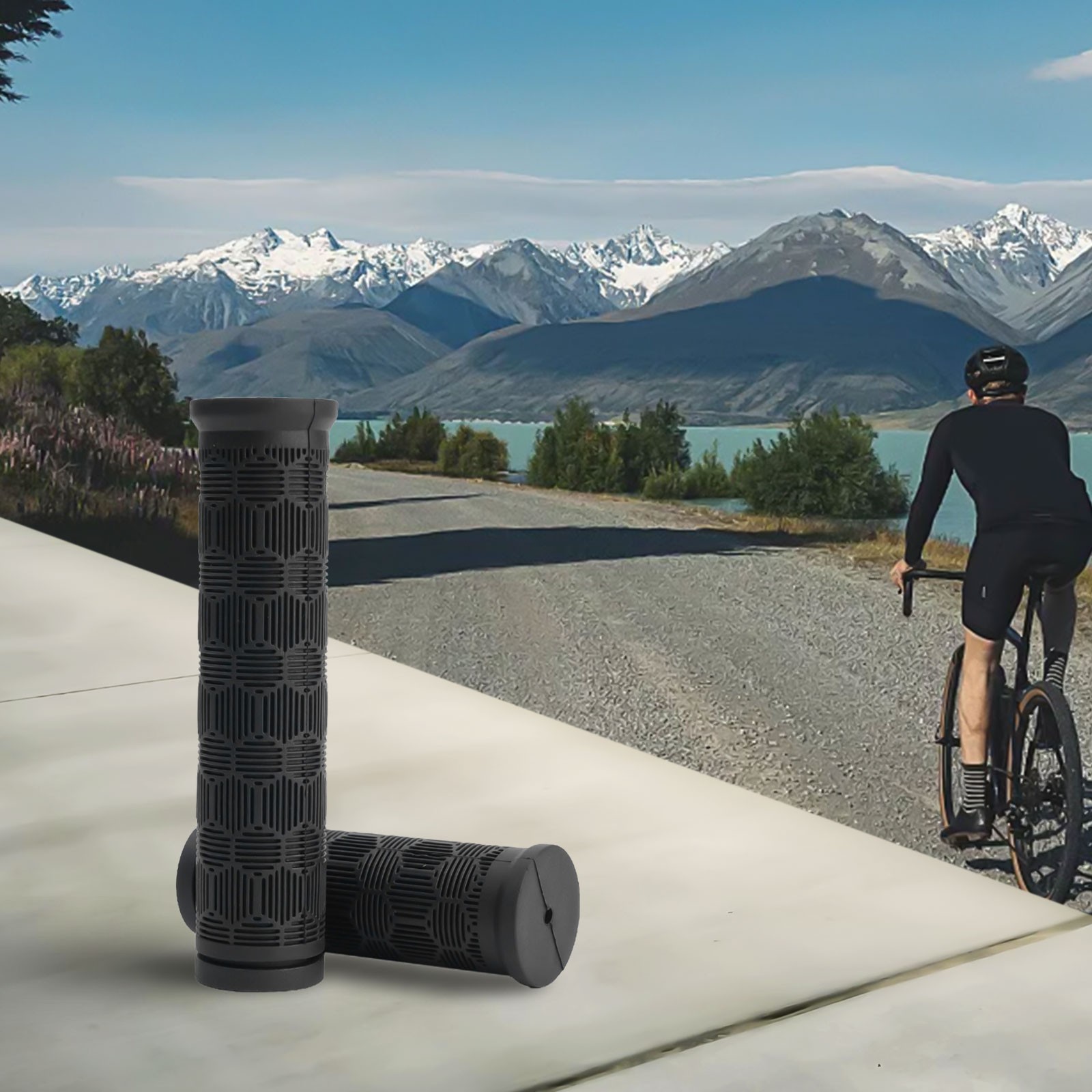Black Rubber Bike Bar Grips with 125mm+75mm Length Perfect for Cycling