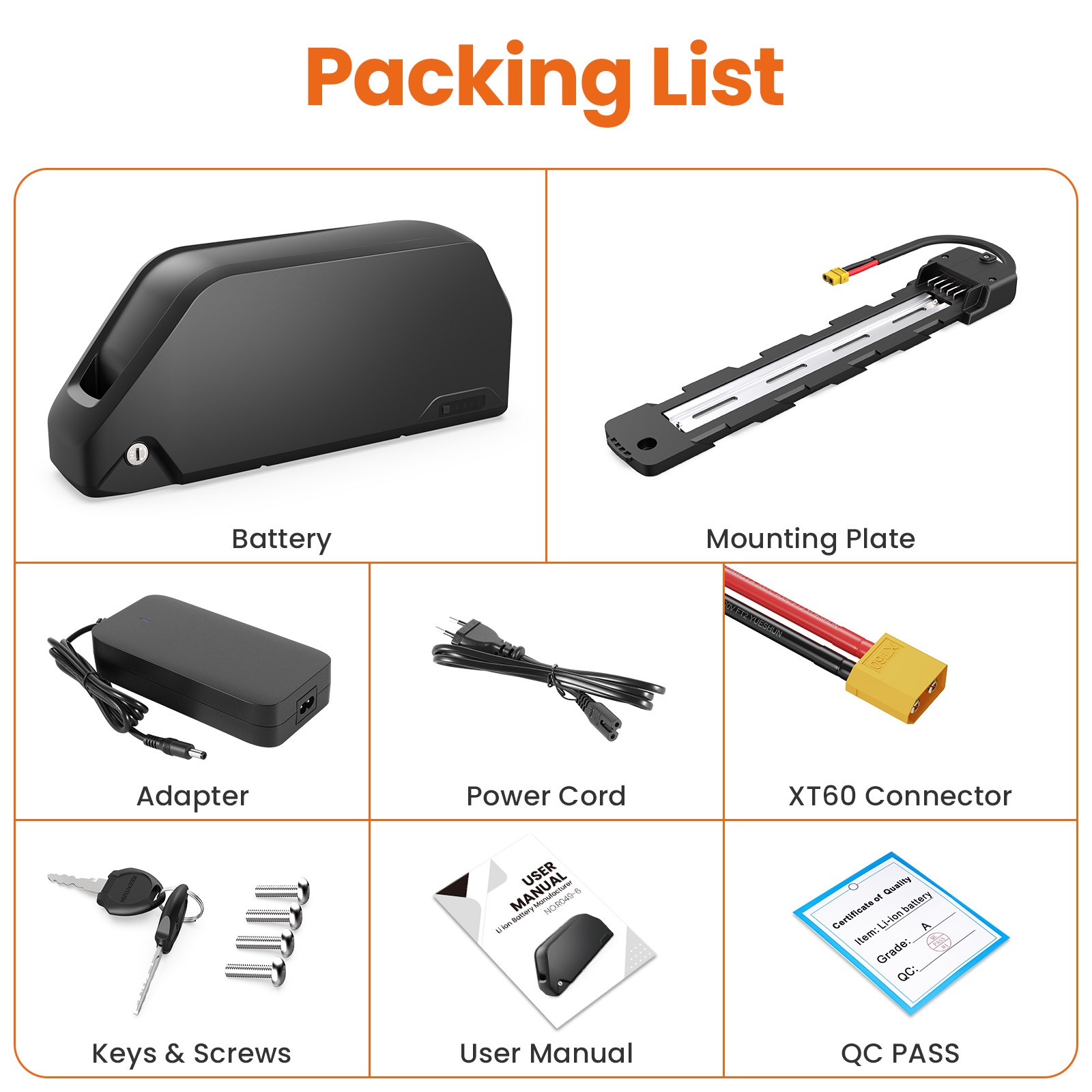 Ebike battery 48V 52V 60V 20Ah 25Ah Lithium DownTube Samsung Bicycle Battery