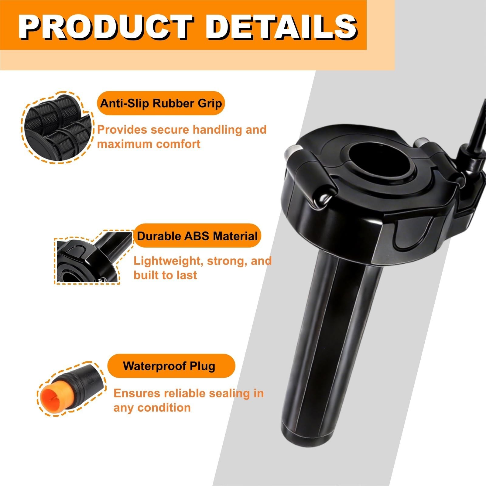 12V-72V Waterproof Quick Twist Throttle for Ebike, Electric Scooter & Dirt Bike