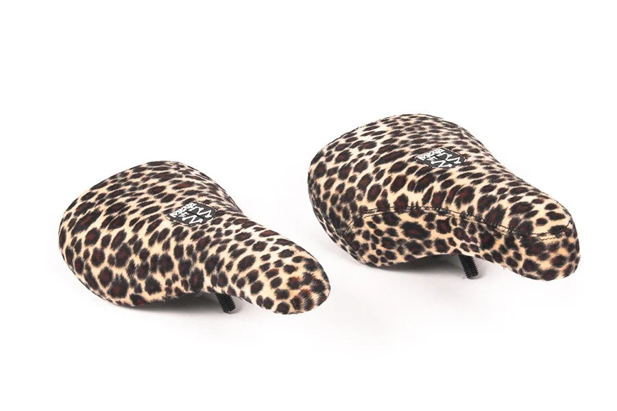 BONE DETH VIBRATOR MID PIVOTAL BMX BIKE SEAT FAUX LEOPARD FUR NEW