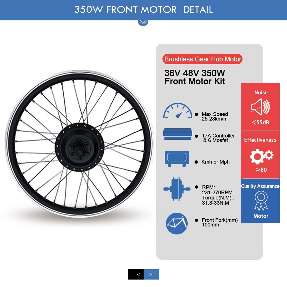 E-Mountain Electric Conversion Kit 36V48V 350W Front Brushless Hub Motor Wheel