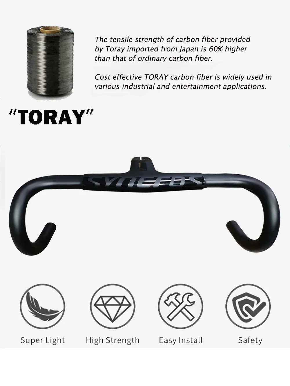 Lightweight SYNCROS Carbon Road Bike Aero Bar Compatible 28.6mm Converter