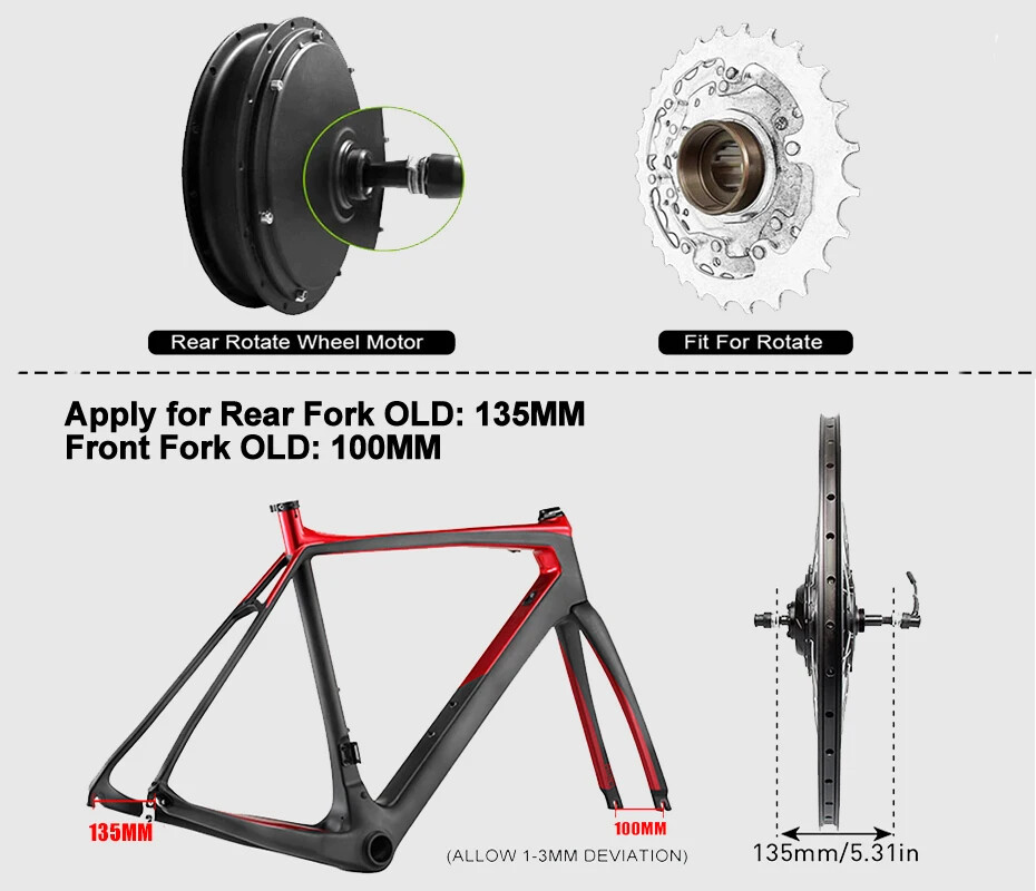 48V 1500 2000W E-bike Conversion Kit Brushless Motor Wheel 60KM/H Max Speed