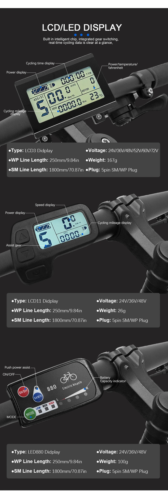 36V/48V 30A Electric Bicycle Tricycle E-Scooter Controller for 1000W Hub Motor