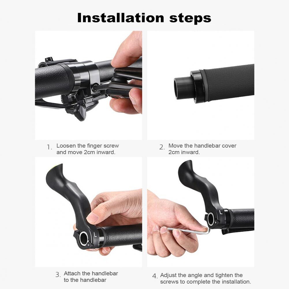 2PCS Bicycle Ergonomic Bar Ends Extender for 21.8-22.2mm Handlebars Bar End Grip