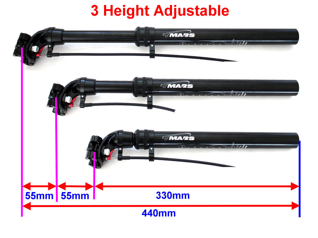 TMARS 471L Mechanical Drop Seatpost 440mm w/ Remote – 3-stage