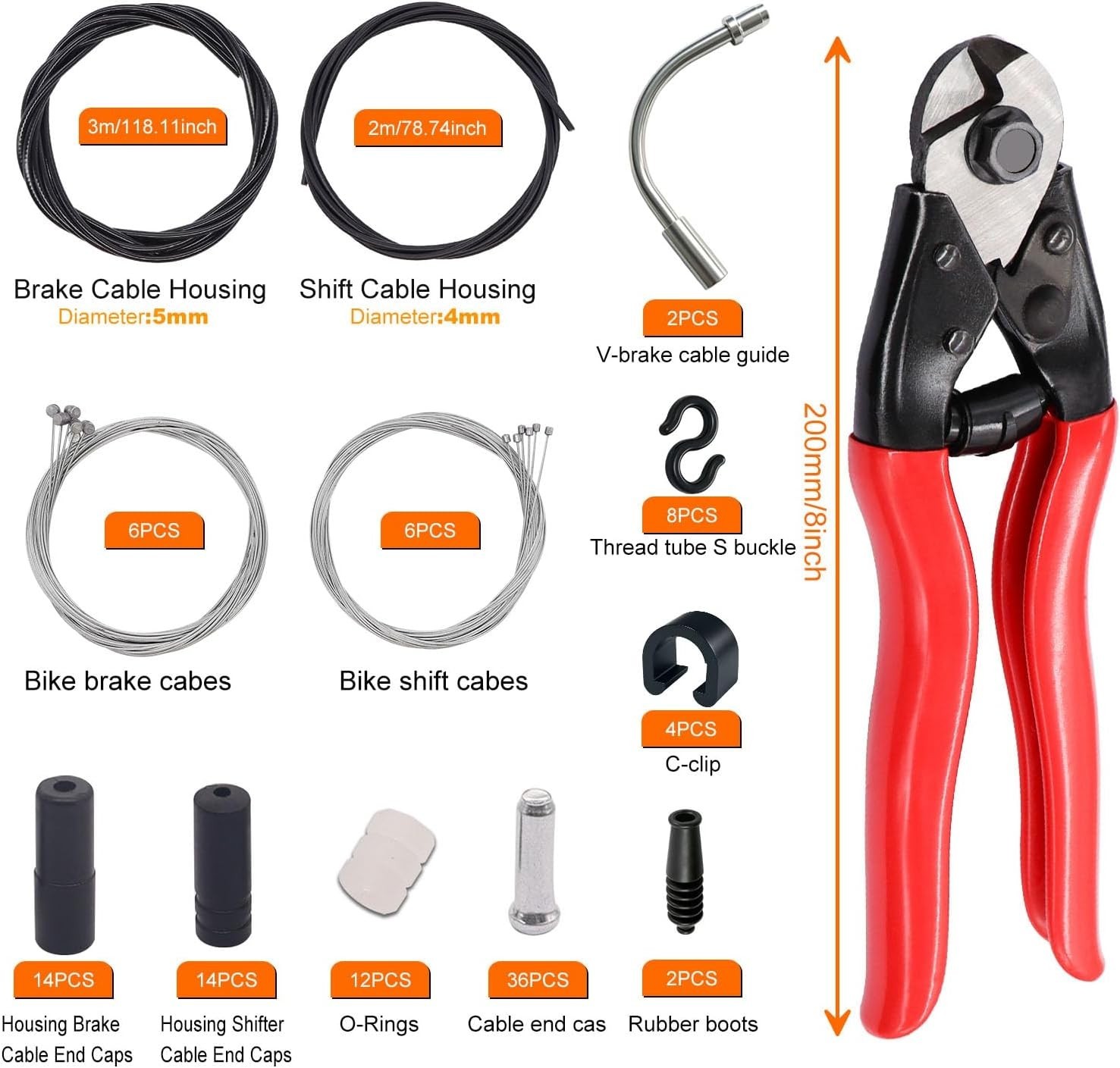 107PCS Stainless Steel Wire Cutter Bike Brake Cable Housing Shifter Cable Hou…