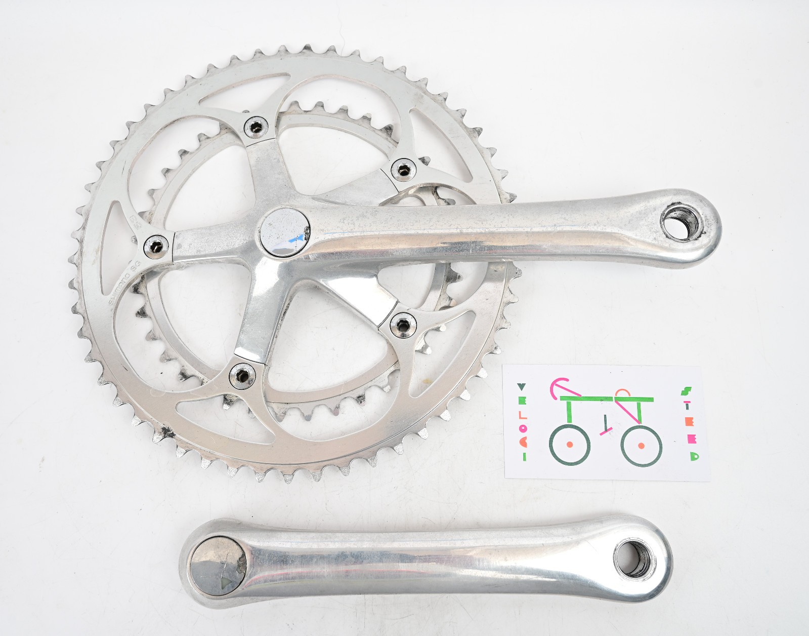 Vintage Shimano 600/Ultegra Tri-Color FC-6400 Double Road Bike Crankset, 53/39t