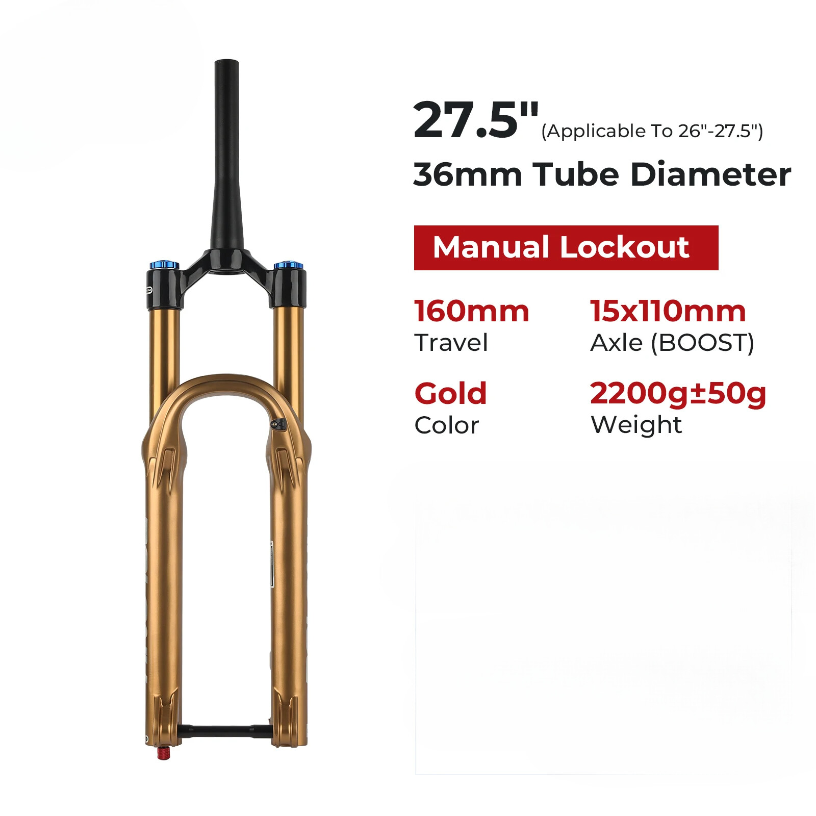 Boost MTB Suspension Air Fork 27.5/29Inch 160mm Travel Damping Adjustable
