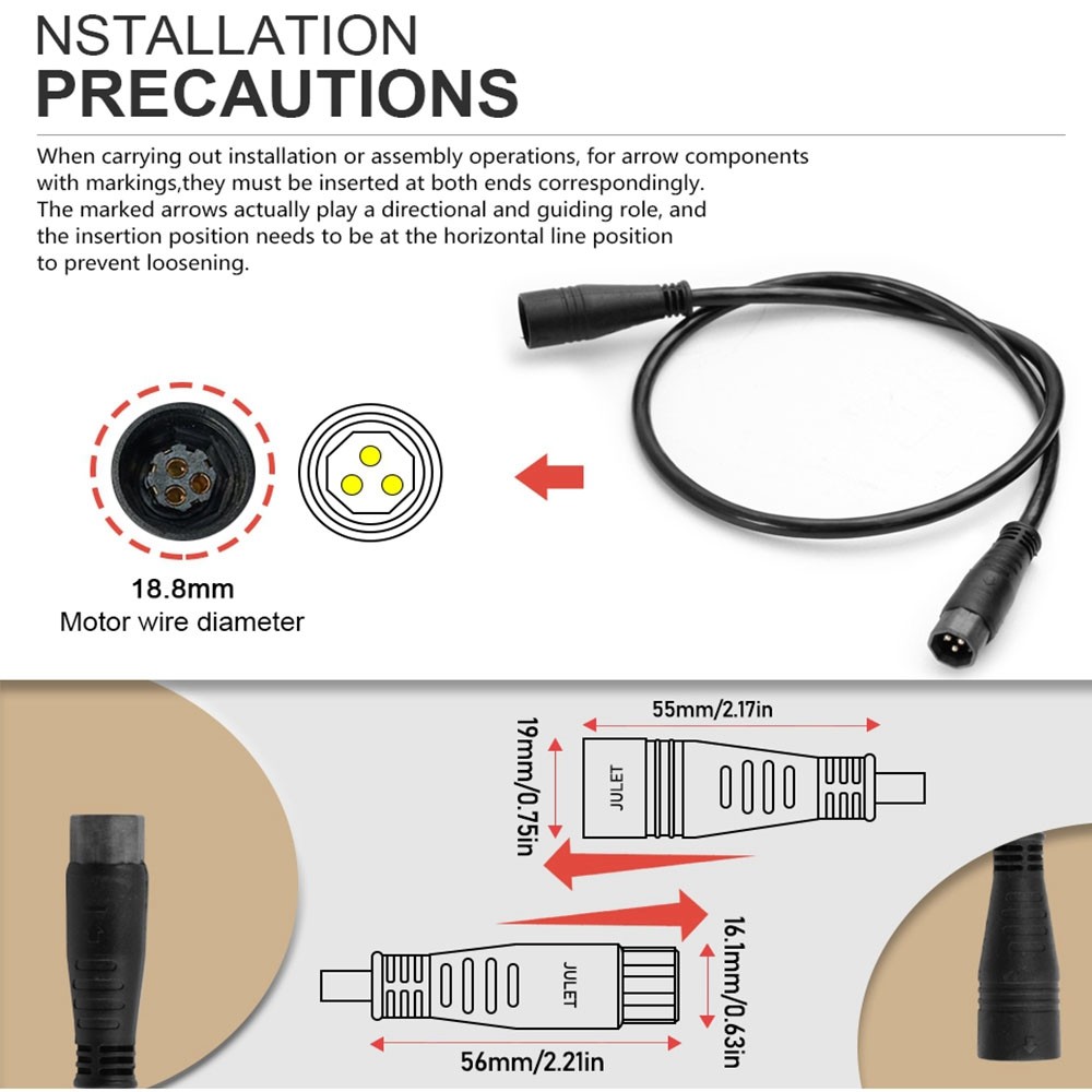 E-bike 12V-72V 1000W Hub Motor 9Pin Waterproof Extension Cable Conversion Line