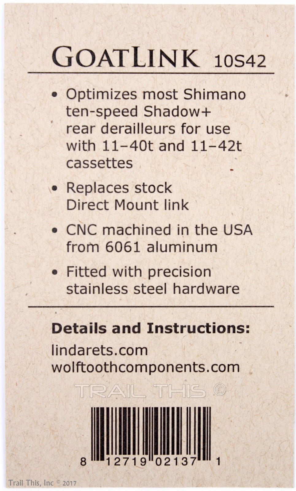 Wolf Tooth Lindarets GoatLink fits 1×10-Speed Shimano Shadow+ Wide Range Adaptor