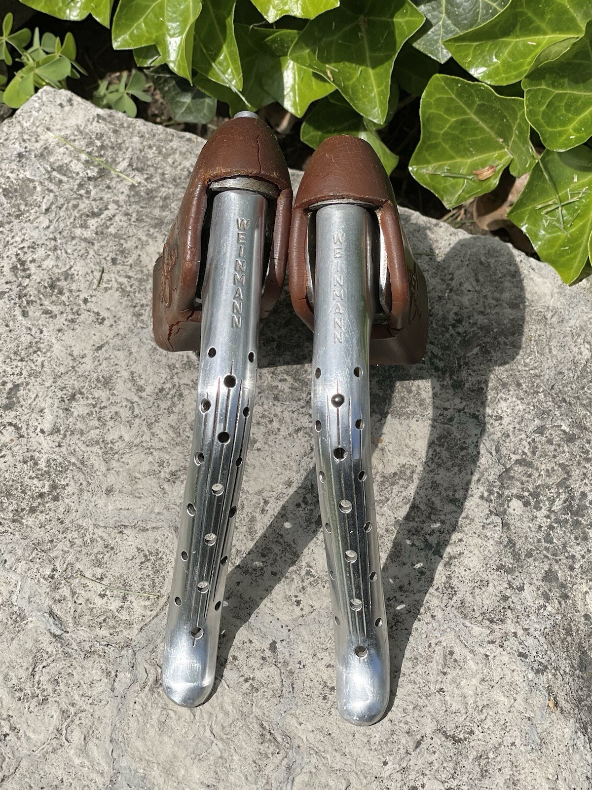 Vintage Weinmann Drilled Brake Levers- Drillium Road Brakes 1970s 605 Black Dot