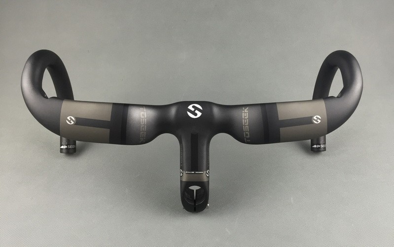 Carbon Fiber Road Bike Drop bar Bicycle Integrated Handlebar Stem 28.6mm 44*10cm