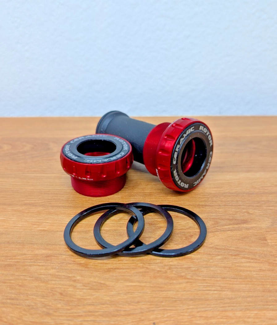 Rotor SABB2 Bottom Bracket – BSA 24mm- 68/73mm – Ceramic Bearing – Red – New