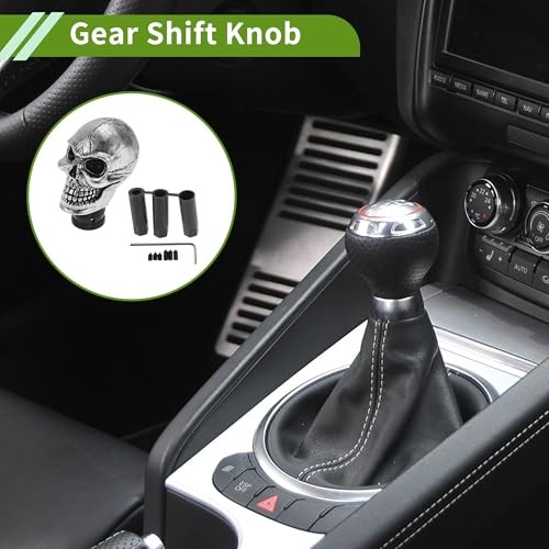 9cm Skull Shift Knob Universal Gear Shifter Knob Resin Stick Silver Tone