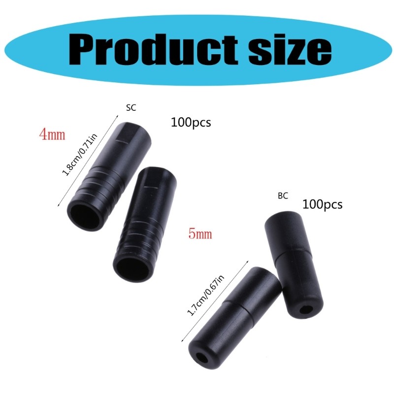 100Pcs 4/5mm Bike Derailleur Shifts and Brake Wire Cable Housing Ferrule End Cap