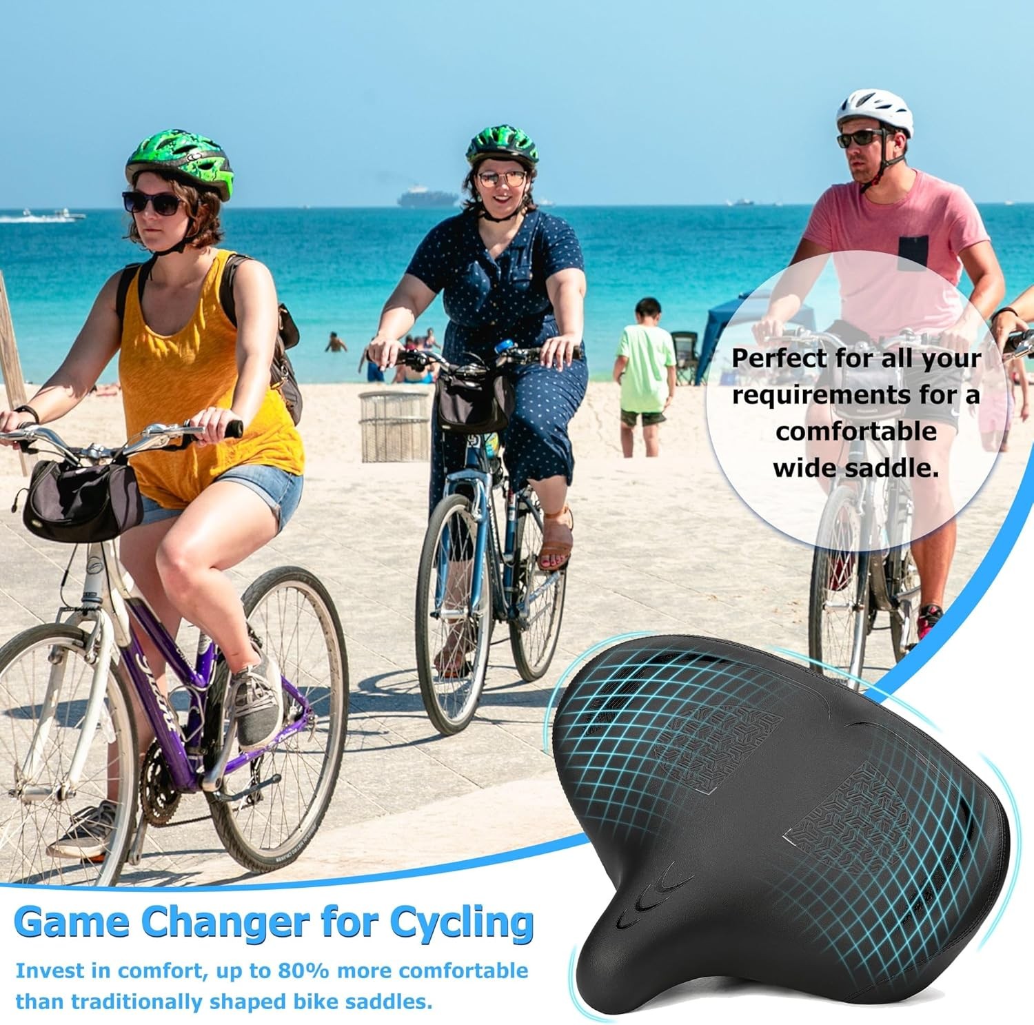 CDYWD Oversized Bike Seat for Men & Women Comfort Extra Wide Bicycle Seat