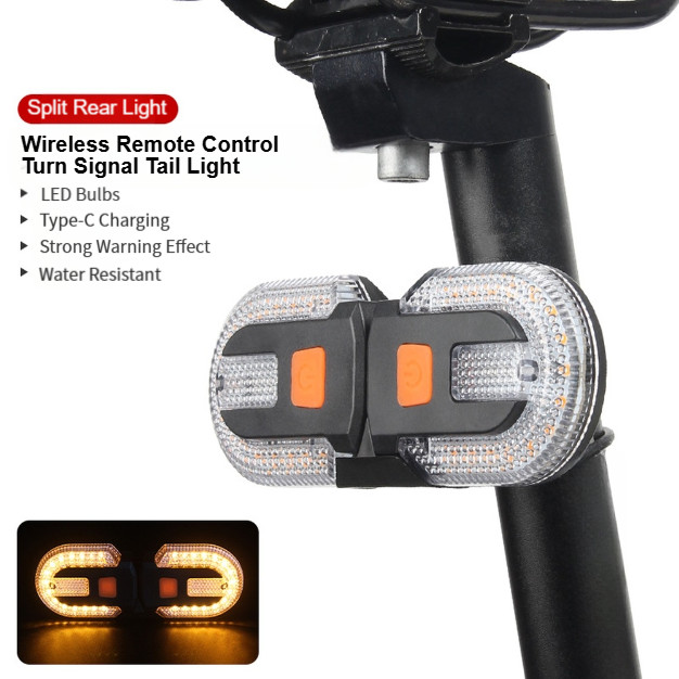 Wireless Bike Turn Signal Light USB Rechargeable with Remote for Easy Operation