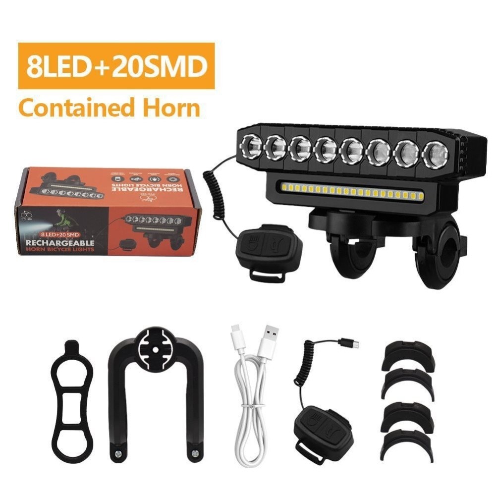Front LED Bicycle Light with Bell and High Loudness for Safe Night Riding