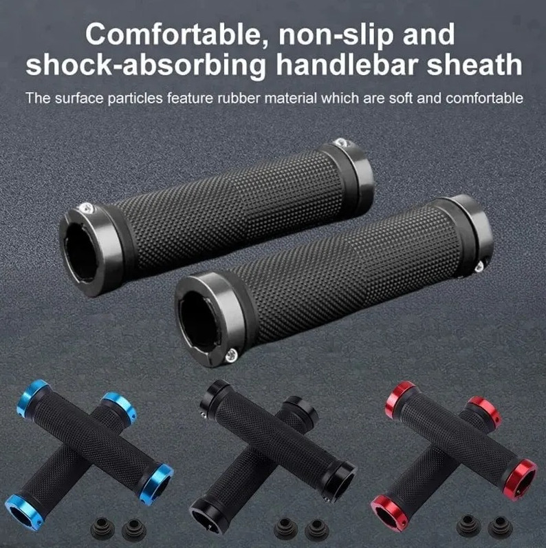 1 pair Non-Slip Bicycle Handlebar Grips Double Lock Alloy Rubber Bike Grips