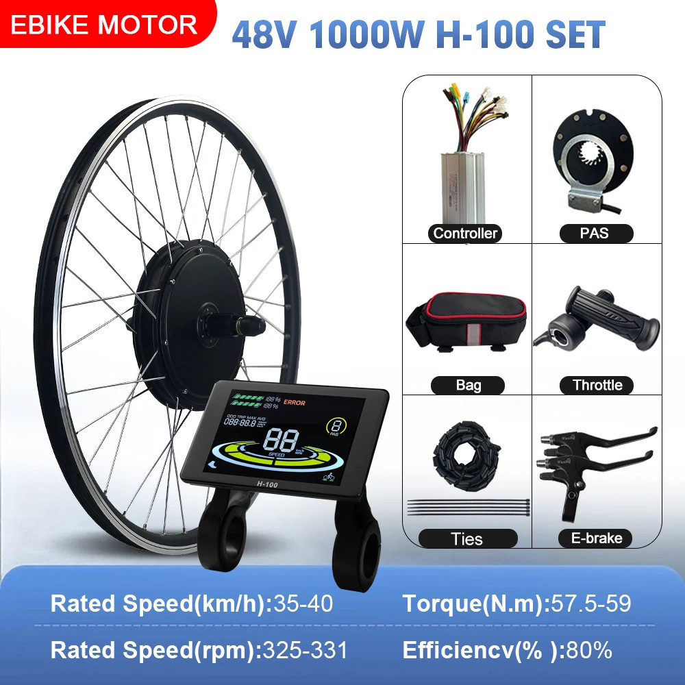 Mountain E-bike Conversion Kit 48V 1000W Brushless Rear Cassette Hub Motor Wheel