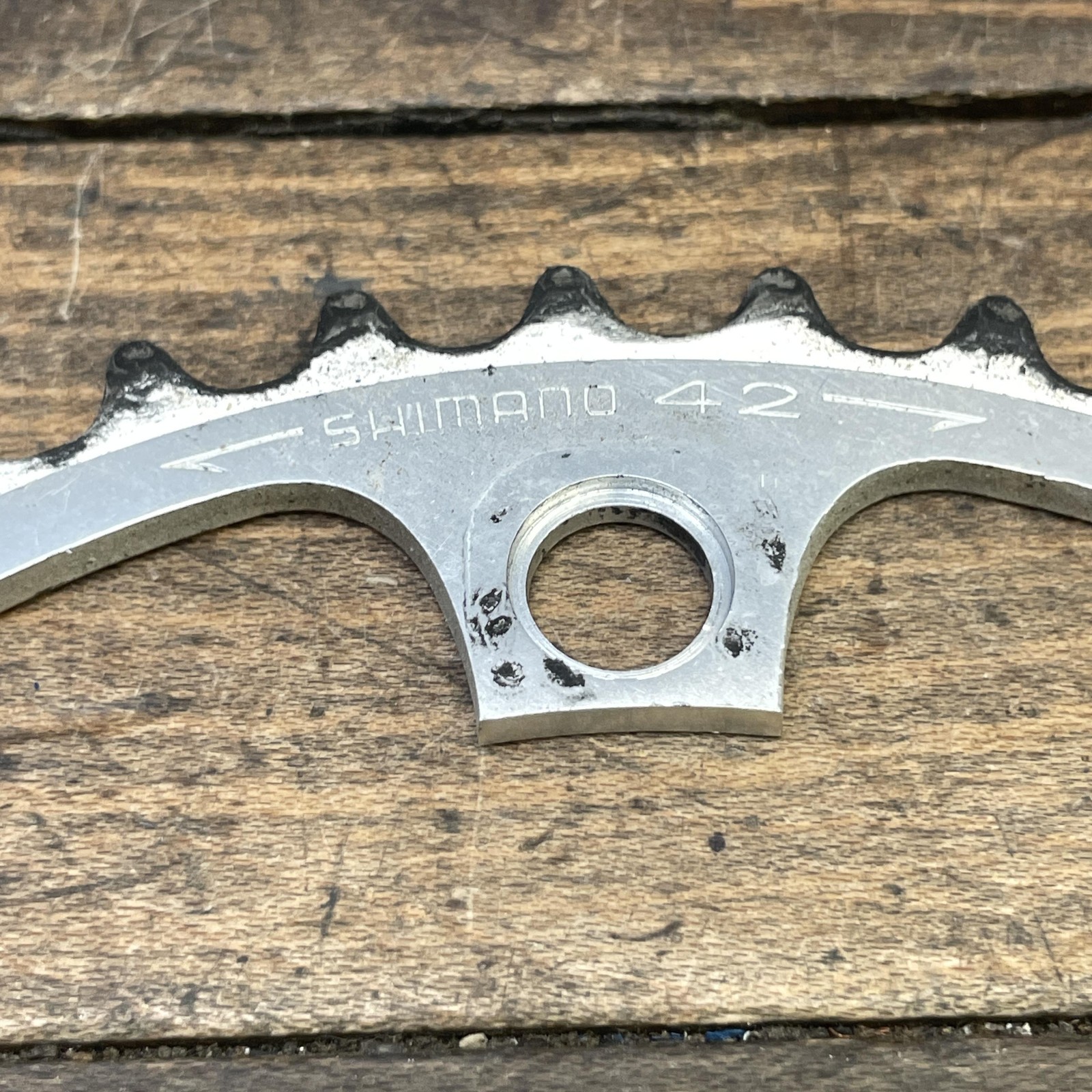 Vintage Shimano 42t Chainring 130 BCD 5-Arm Silver Alloy Road Bike 42 Tooth