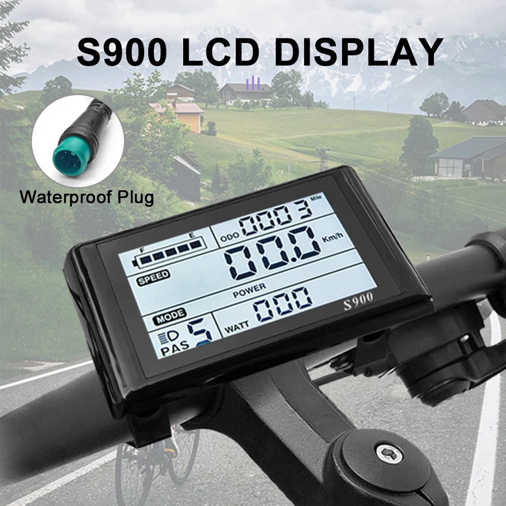 E-bike Display S866 S900 UKC1 LCD Display 24V-48V SM/Waterproof Connection Plug