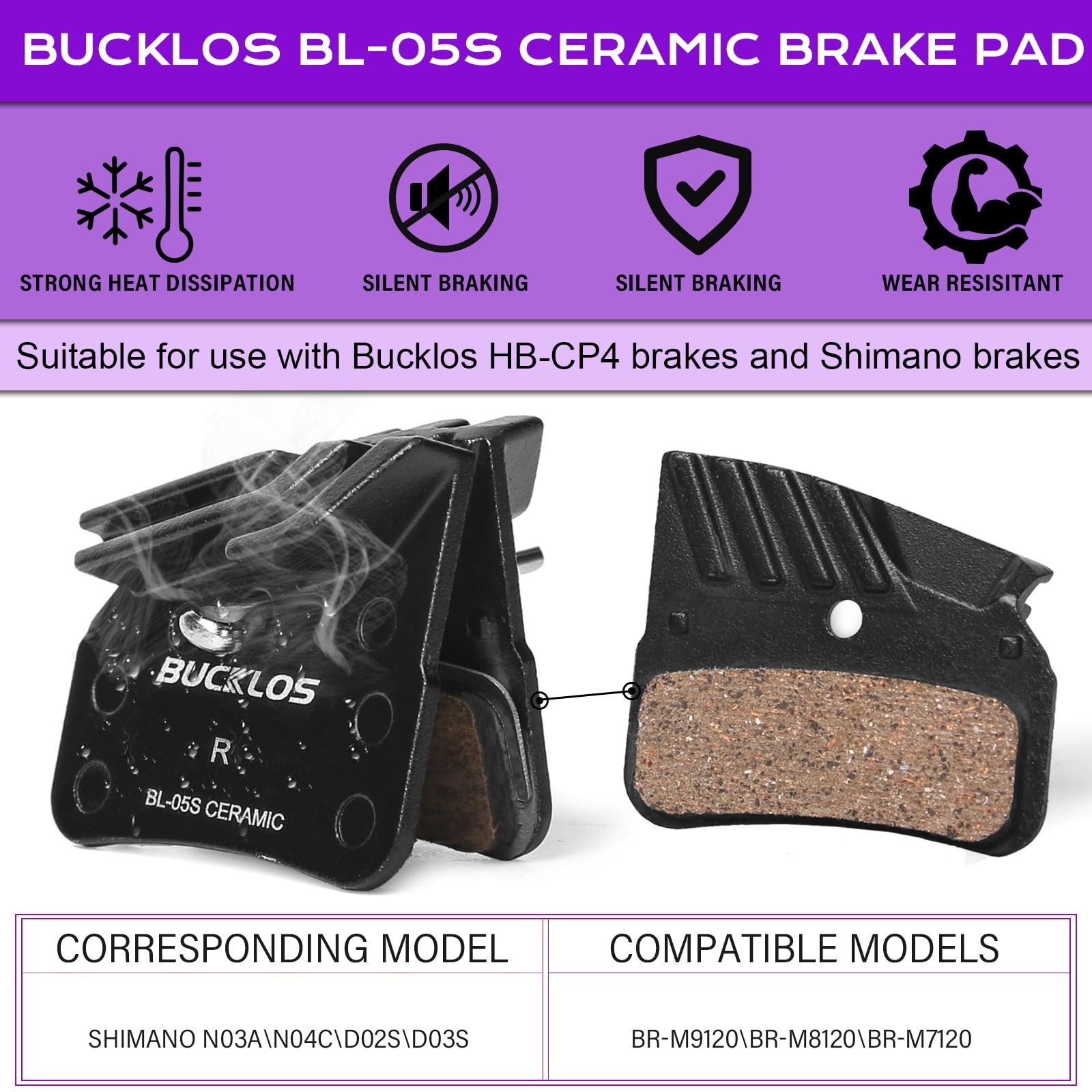BUCKLOS MTB Hydraulic Disc Brake Set 4 Pistons Front 850mm and Rear 1550mm Hy…