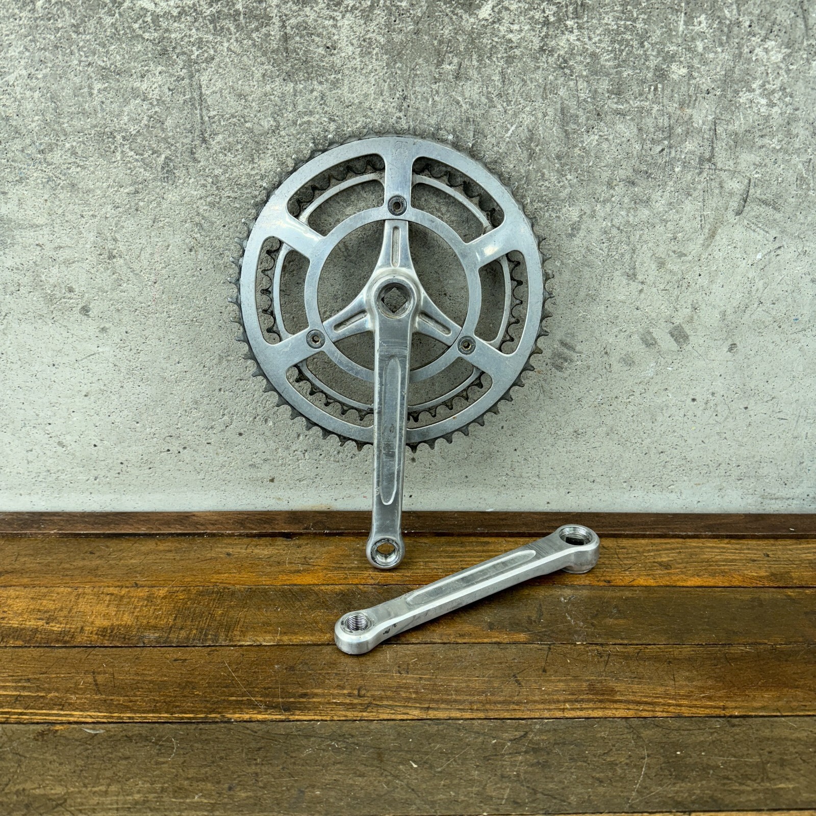 Vintage TA Professional Crank Set 170 mm 3 Arm 1970s France Eroica 3 Hole Alloy