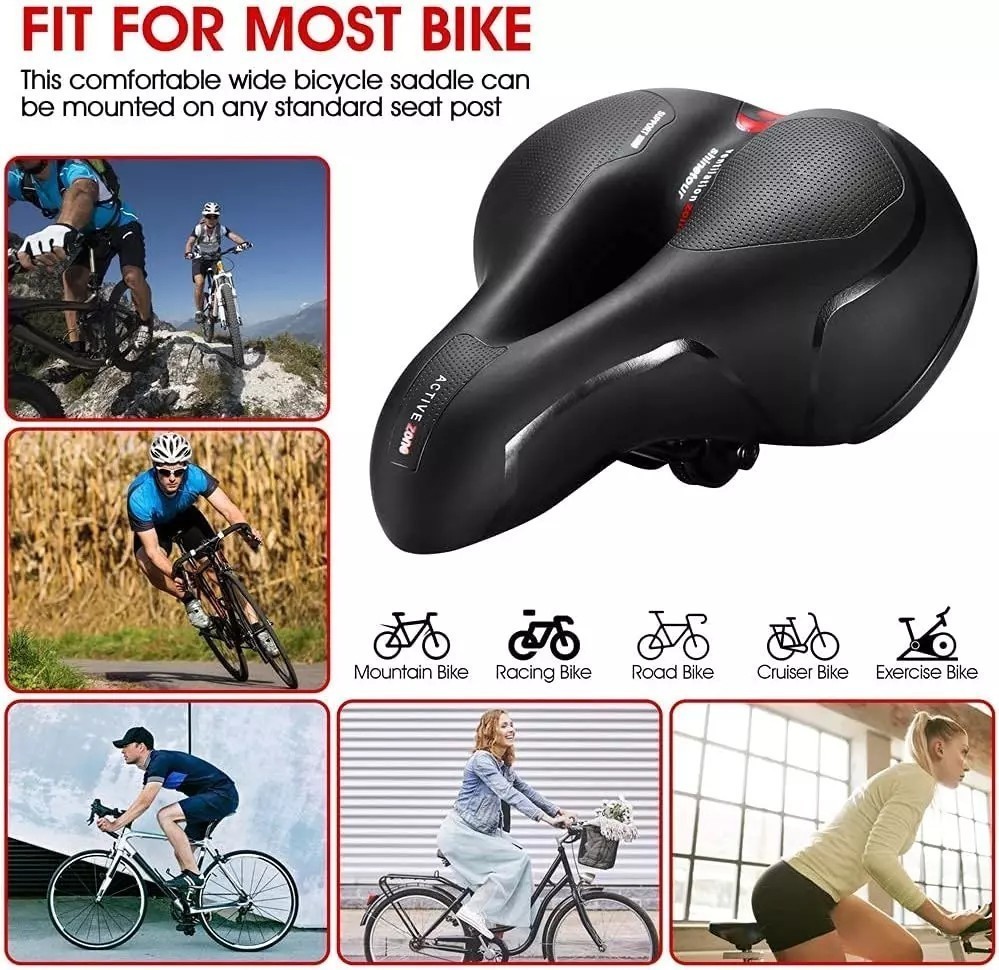 Extra Wide Big Bum Bike Bicycle Saddle Seat Gel Cushion Sporty Soft Comfort Pad