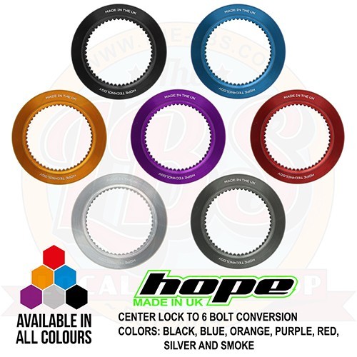 Hope Centre Lock To 6 Bolt Rotor Adapter Conversion Kit – All Colors – Brand New