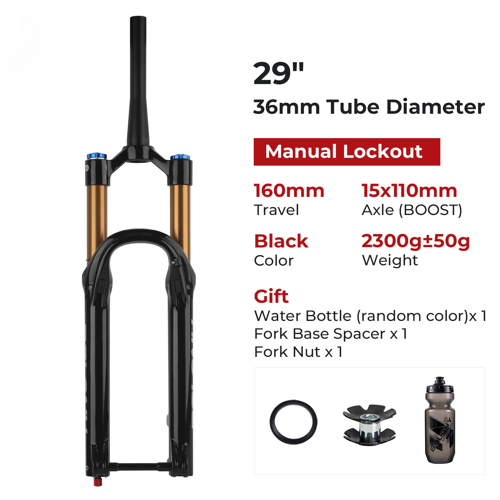 Boost MTB Suspension Air Fork 27.5/29Inch 160mm Travel Damping Adjustable