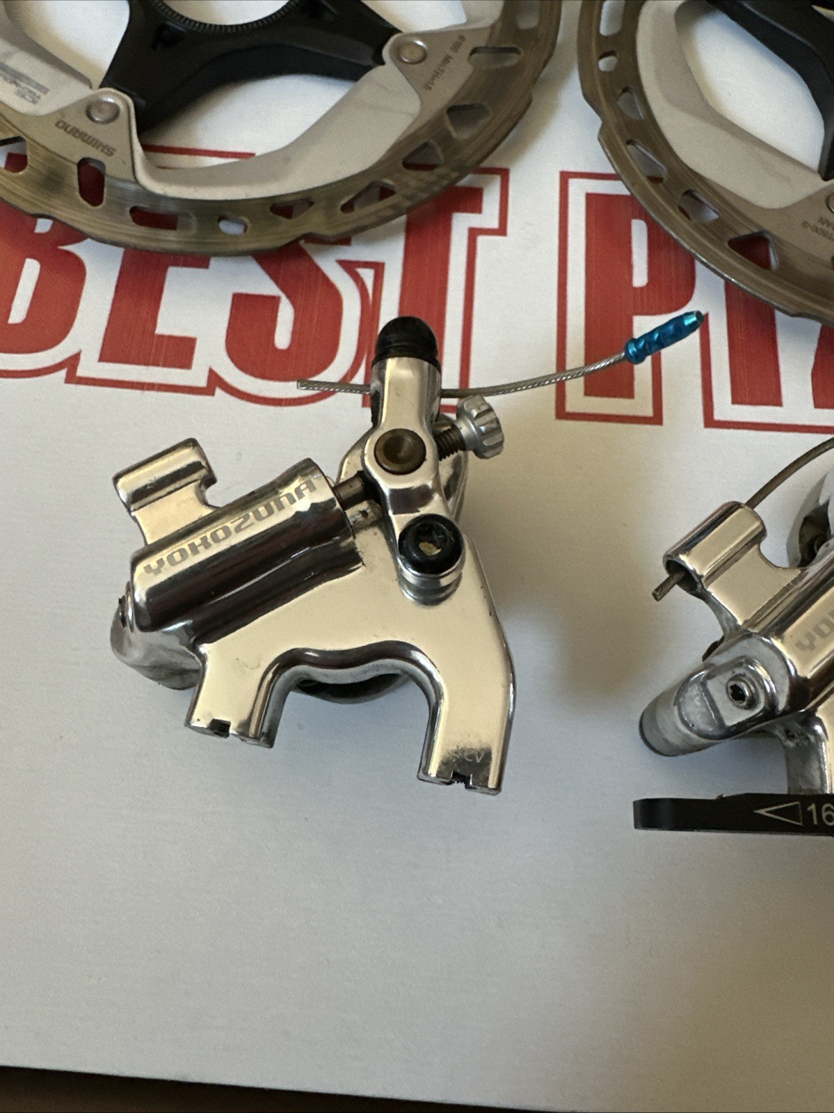 Pre Owned Yokozuna Motoko Flat Mount Disc Brake Set With Shimano Ice Tech Rotors
