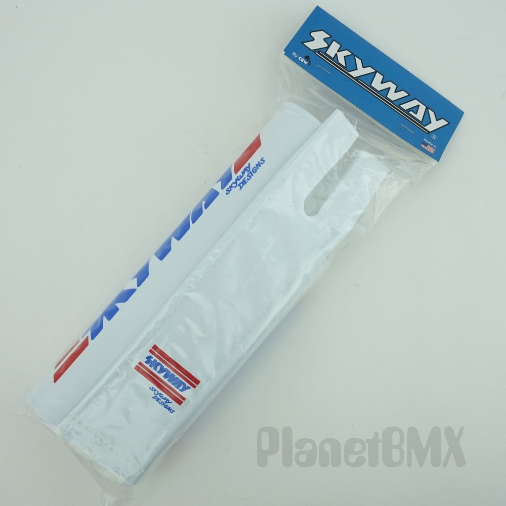 Skyway BMX 3-piece PADSET in WHITE with CLASSIC Logo safety pads NEW Flite USA