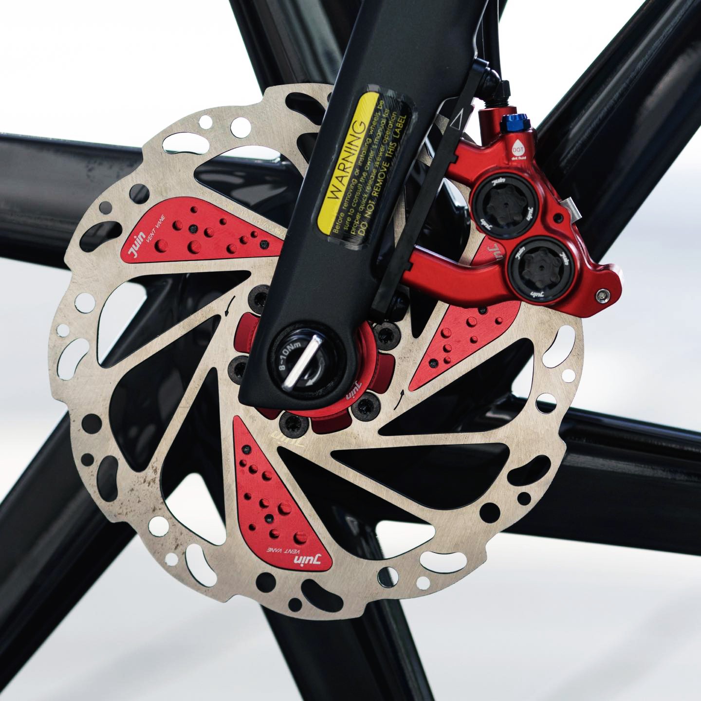 Red Juin Tech ETF 4-Piston Flat Mount Brakes For Shimano Mineral Oil 160mm Set