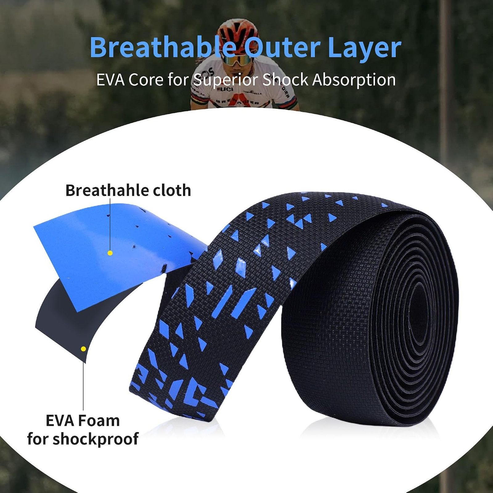 Handlebar Tape for Road Bike, Silicone Shock Absorbing, 3mm Thick, Anti-Slip