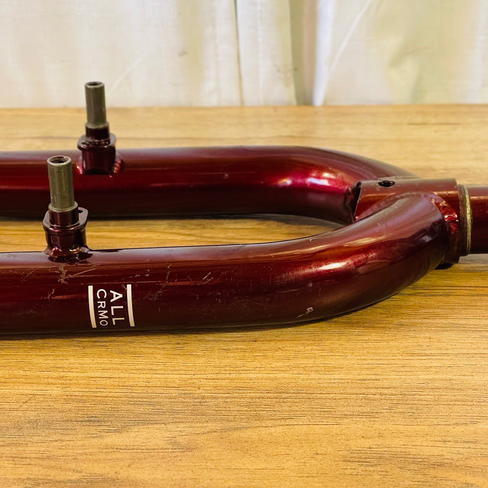 1-inch Threadless MTB Rigid Fork 175mm Steerer Burgundy All CRMO Steel