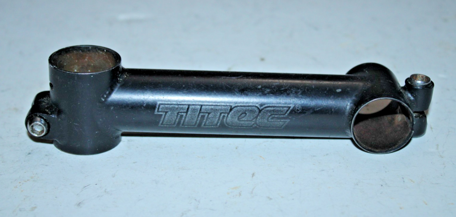 Vintage Titec MTB Bike Stem 1″ Threadless 130mm 0º Rise 25.4mm Black Steel Cafe~