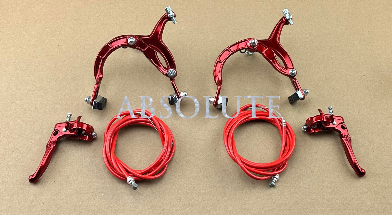 AltaLine BMX Brake FRONT & REAR SET Alloy RED Bike Bicycle Caliper Cable Lever.
