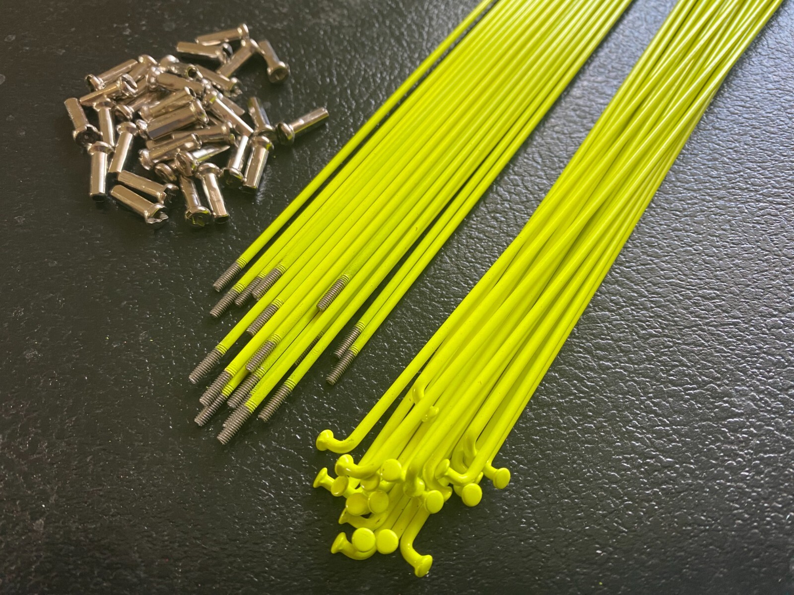 Bicycle Spokes & Nipples – 14G Stainless Steel – FLO YELLOW (CHOOSE YOUR LENGTH)
